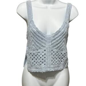 Y2K Sans Souci Women Crop‎ Crochet Knit Top S Festival Cottagecore Boho Beachy